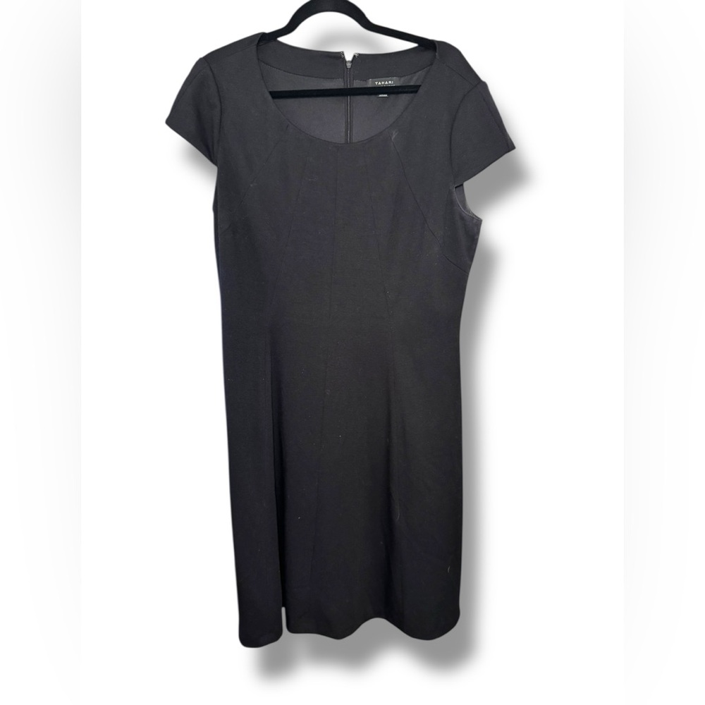 Tahari ASL Black‎ Cap Sleeve Dress Plus Size 16 GUC